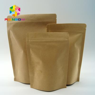 China PLA Zipper Biodegradable Kraft Stand Up Pouch Compostable For Tea for sale