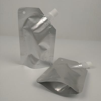 China Plain Silver Aluminum Foil Juice Beverage Spout Pouch Packaging 100ml 150ml for sale