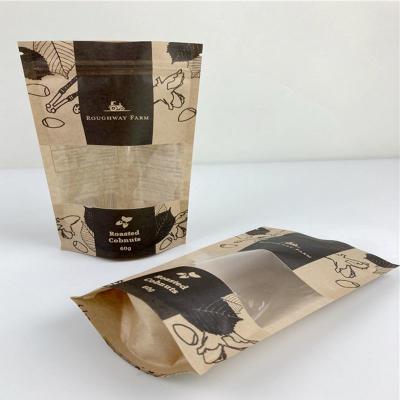 China Digital Printed Stand Up Pouch Kraft Paper Smell Proof Bags Food Packaging Doypack With Window for sale