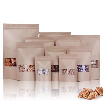 China 100mic Kraft Paper Standup Bag Coffee CMYK Food Paper Ziplock Bag for sale