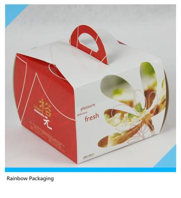 China Luxury Cake Paper Box Packaging With Transparent Window And Handle for sale