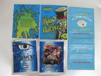 China Customized PET VMPET PE Herbal Incense Packaging , Non-leakage Zip Plastic Bags for sale