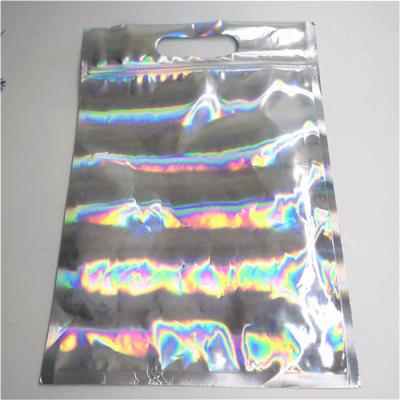 China Resealable Aluminium Foil Mylar Bag Zipper Lock Holographic Packaging Bag for sale