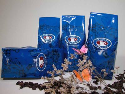 China Valve / Zipper Tea Packaging Bag Blue Gusset Side Colorful Printed Matte Finish for sale