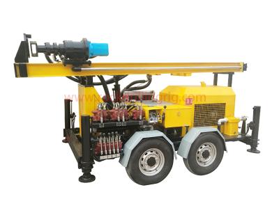 China Trailer Mounted Rock Drilling Rig Dth Mud Drilling 55 - 110 Rpm Rotation Speed for sale