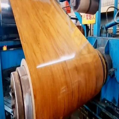 China 914mm Wooden Grain Prepainted Galvalume Steel Coil For Making Cold Strip Welded Pipes for sale