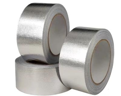 China Glass Fiber Insulation Reinforced Aluminium Foil Tape Heavy Duty Silver Cloth for sale