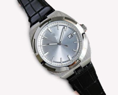 China klassische schwarze Lederband Armbanduhr 40mm Gehäuse Durchmesser mit weißer Zifferblattfarbe zu verkaufen