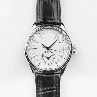 China Zilveren hoes Leerband Pols horloge Kwarts Beweging Met Zwarte Riem Te koop
