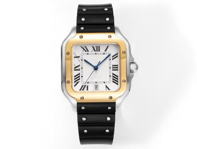 China 38 mm Hoofdstuk Diameter Alloy Quartz Wristwatch Glas Dial Zwart Lederen Wristwatch Te koop