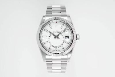 China Relógios com pulseira de aço inoxidável a motor manual com um mostrador branco de 10 mm de espessura à venda