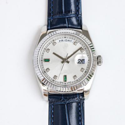 中国 ブラックストラップ メカニカル腕時計 シルバーマーカー付き 防水メカニカル時計 販売のため