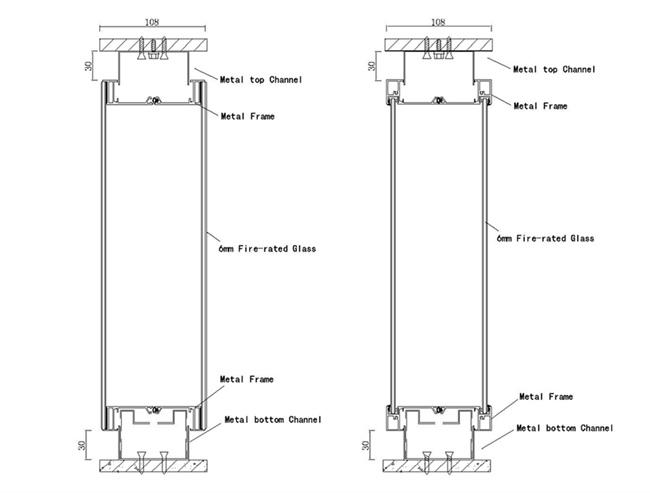 Fire rated glass partition wall 