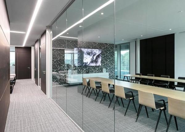 Quality Acoustic Frameless Glass Partition Wall 90mm 108mm Demountable Glass Wall Systems for sale