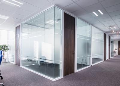 China Modular partition wall for office tempered glass solid wall white color frame for sale