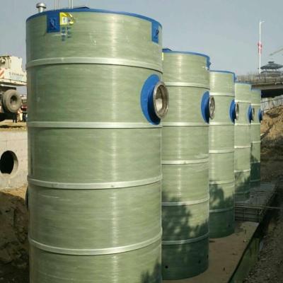 China Integrated Precast Sewage Pump Station Material On FRP With Elevator And Piping for sale