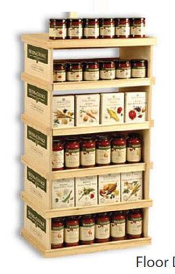China ODM del soporte de exhibición de la comida del extremo de la góndola de madera de pino del supermercado para la miel/leche en polvo en venta