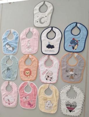 China 100% cotton two-layer customized designs soft baby boy and girl bibs en venta