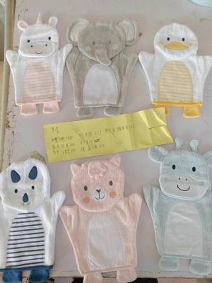 China Stock item: Cotton baby wash mitt, terry cloth wash mitt, embroidery washing mitt baby, 1600 pcs in total for sale