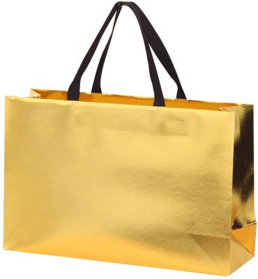China Thick Sturdy Tote Shopping Bag Glamour Bling Bright And Shiny Gold Bag en venta