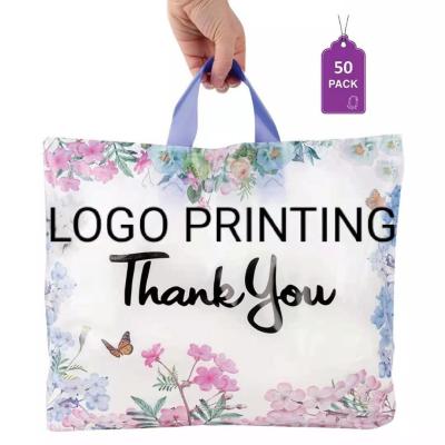 中国 Floral Plastic Tote Shopping Bag With Soft Loop Handle, Foldable Shopping Bags 販売のため