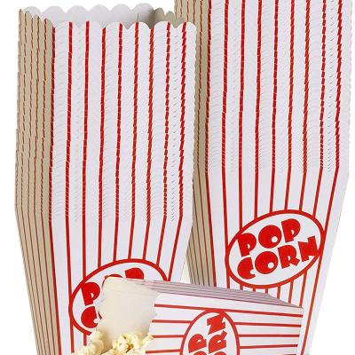 中国 Recycled Materials Paper Popcorn Box Striped Red And White Popcorn Container, Great For Movie Night Decorations, Home Theater Decor Party 販売のため