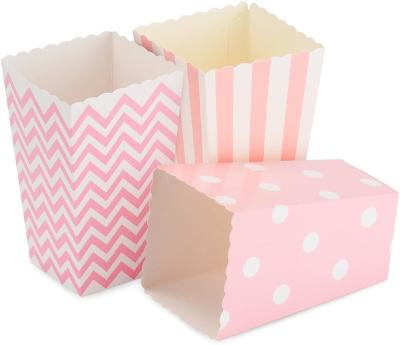 China Customized  Kraft Food Boxes Polka Dot, Chevron, Stripe Movie Theater Popcorn Paper Bags for sale