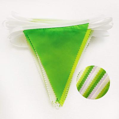 China Green and White Bunting Cotton Banner Fabric Flag Triangle Decorations Party Banner Festival Stuff Garland for Wedding Birthday Home en venta