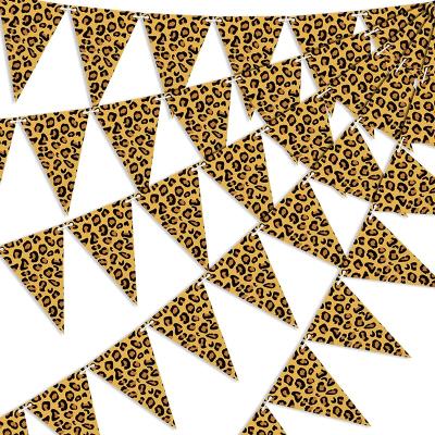 China Digital Printing Leopard Print Pennant Banners Birthday Party Cheetah Bunting Banner for sale