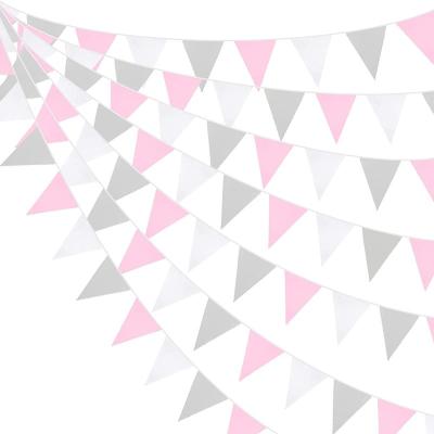 China Pink Triangle Party Flag Banners Digital Printing Flag  For Birthday and Baby Shower for sale