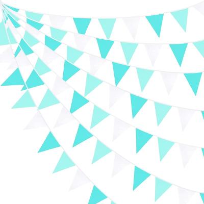 China Aqua Green Party Flag Banners Triangle Portable Pennant Flag Garland For Wedding, Birthday And Engagement for sale