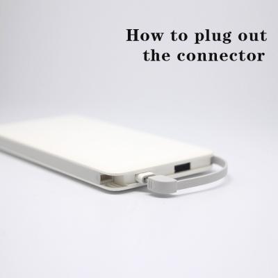 China promotional gift ultra thin white leather power bank with built-in cables 4 power indicators for sale