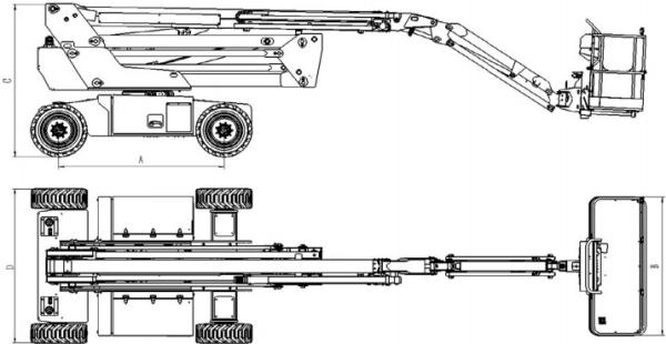 Quality DC Power Electrical Articulating Boom Lift Platform Height 16m AWP for sale