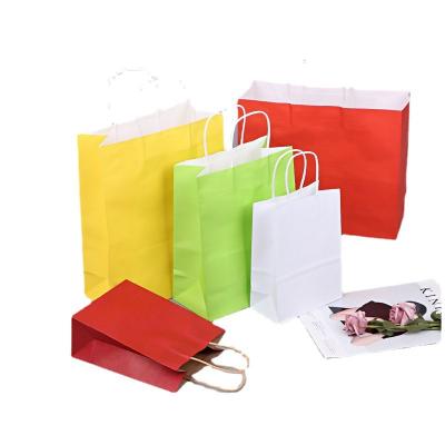 China Customized Logo Take Away Shopping Gift Handbag Color Kraft Paper Bag with Handle for sale