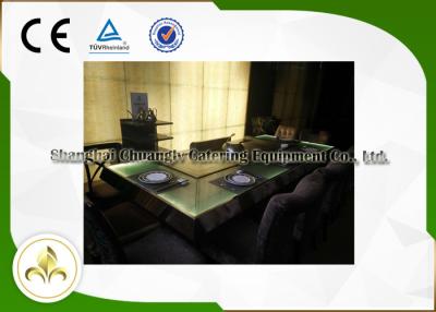 China El marco de acero eléctrico de la tabla de la luz verde de la parrilla comercial de cristal de Teppanyaki modificó para requisitos particulares en venta