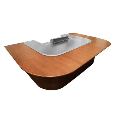 China Customizable Hibachi Grill Table With Wooden Tabletop Decoration for sale