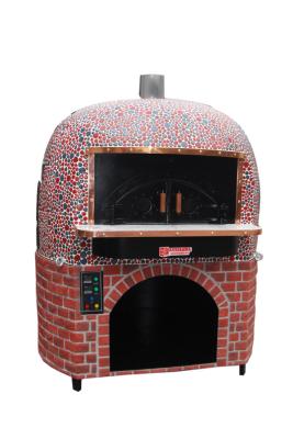 China Round Lava Rock Wood Fire Italy Pizza Oven with Black or Red Ceramic Tiles for sale