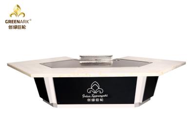 China White Marble Table Top Japanese Teppanyaki Grill Table 11 Seat Hibachi Grill for sale