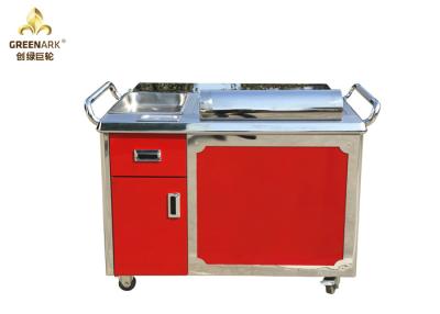 China Red Color Teppanyaki Grill Table , Teppanyaki Plate with Drawer Rectangle Shape for sale