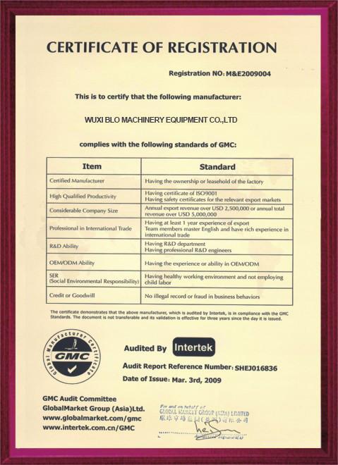 certificate of registration - Jiangsu QIangli Machinery Co.,Ltd