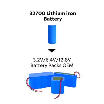 China 32700 Cells OEM Rechargeable Battery 3.2v 6.4v 12.8v LiFePO4 Battery Pack for sale