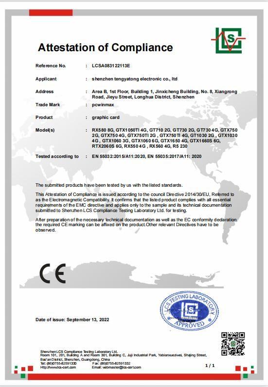 CE - Shenzhen Tengyatong Electronic Co., Ltd.