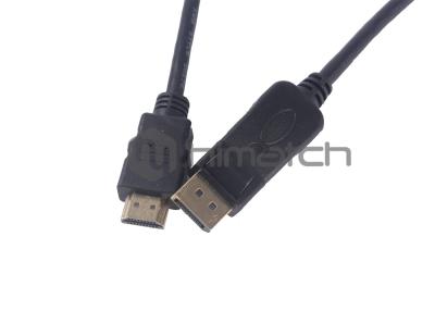 China Black Displayport 1.2 Cable DP Male To HDMI Male Cable Support 3D And 4K for sale