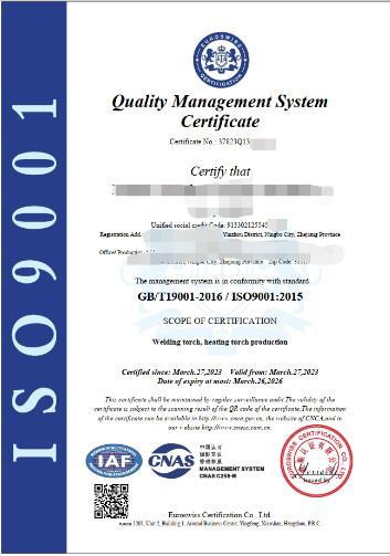 ISO9001 - Ningbo Aipu Tools Co., Ltd.