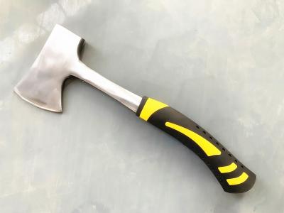 China 600G Size Forged Steel Materials Ax With Solid Steel Curved Handle And Yellow Color Gum Cover for sale