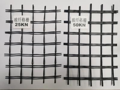 China Weaving Covering Fiberglass Geogrid Roadbed Strengthen Black Biaxial for sale
