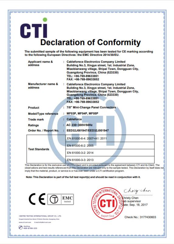 CE Certificate of 7/8