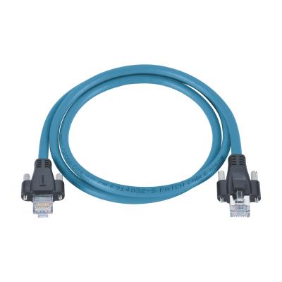 Chine Câbles de raccordement Ethernet Prise RJ45 8P8C moulée 1M PUR 4Px26AWG vert foncé avec vis de verrouillage à vendre
