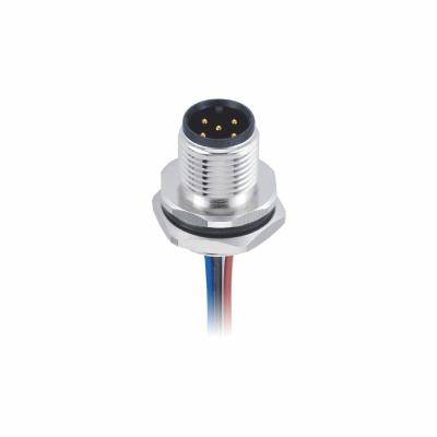China Waterproof M12 Circular Connector B Code 5Pin M12 Male Panel Mount Rear Fastened for sale