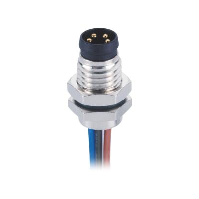 China Panel M8 Circular Connector 4Pin A Code Male Front Rear Mount With 0.5M Single Wires for sale